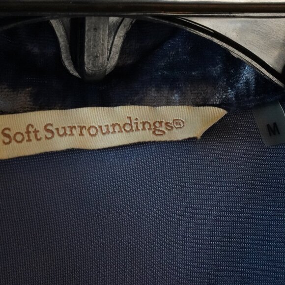 Soft Surroundings, Velvet Embroidered Long Sleeve Button Down Tunic Top, Blue - Picture 5 of 6